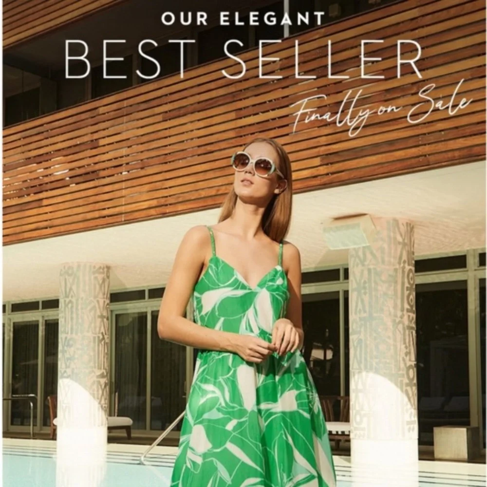 Milly Britney Kelly Green Stencil Floral Dress Size 6 - Picture 12 of 15